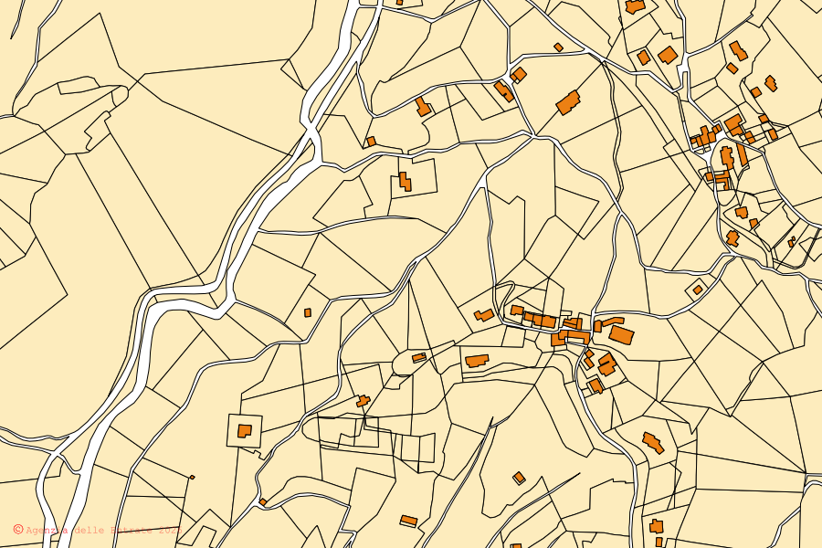 Mappa catastale del centro di Serina: particelle e fabbricati, cartografia Agenzia delle Entrate