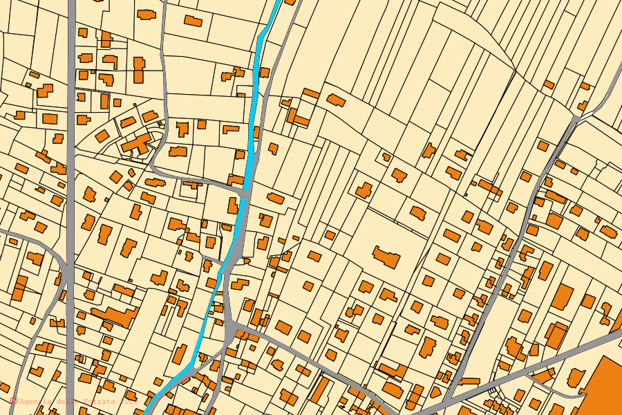 Mappa catastale del centro di Sernaglia della Battaglia: particelle e fabbricati, cartografia Agenzia delle Entrate