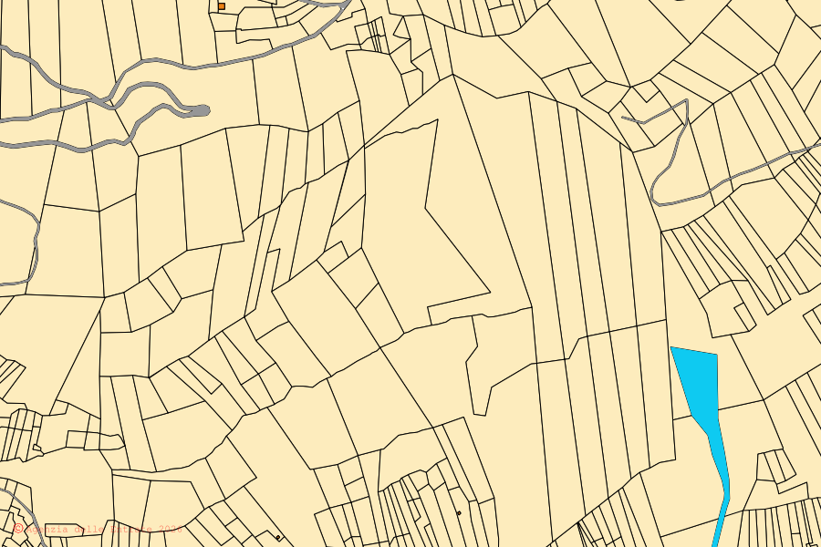 Mappa catastale del centro di Sernio: particelle e fabbricati, cartografia Agenzia delle Entrate