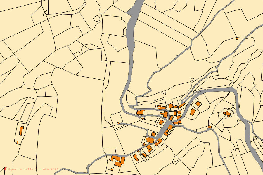 Mappa catastale del centro di Serole: particelle e fabbricati, cartografia Agenzia delle Entrate