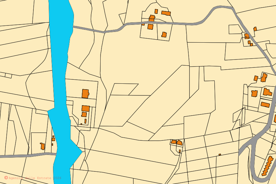 Mappa catastale del centro di Serra de' Conti: particelle e fabbricati, cartografia Agenzia delle Entrate