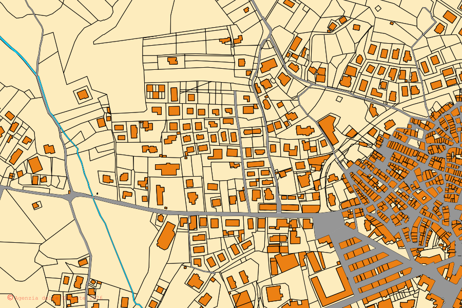 Mappa catastale del centro di Serra San Bruno: particelle e fabbricati, cartografia Agenzia delle Entrate
