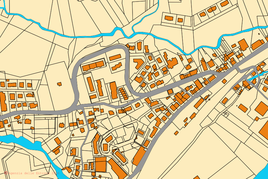 Mappa catastale del centro di Serra San Quirico: particelle e fabbricati, cartografia Agenzia delle Entrate