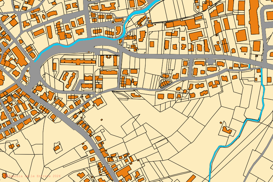 Mappa catastale del centro di Serravalle Pistoiese: particelle e fabbricati, cartografia Agenzia delle Entrate
