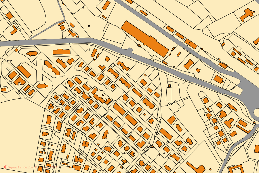 Mappa catastale del centro di Serravalle Scrivia: particelle e fabbricati, cartografia Agenzia delle Entrate