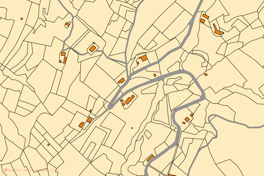 Mappa catastale del centro di Sessame: particelle e fabbricati, cartografia Agenzia delle Entrate