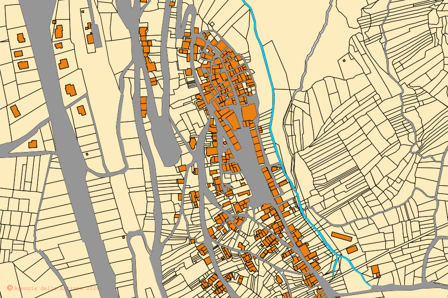 Mappa catastale del centro di Sessano del Molise: particelle e fabbricati, cartografia Agenzia delle Entrate