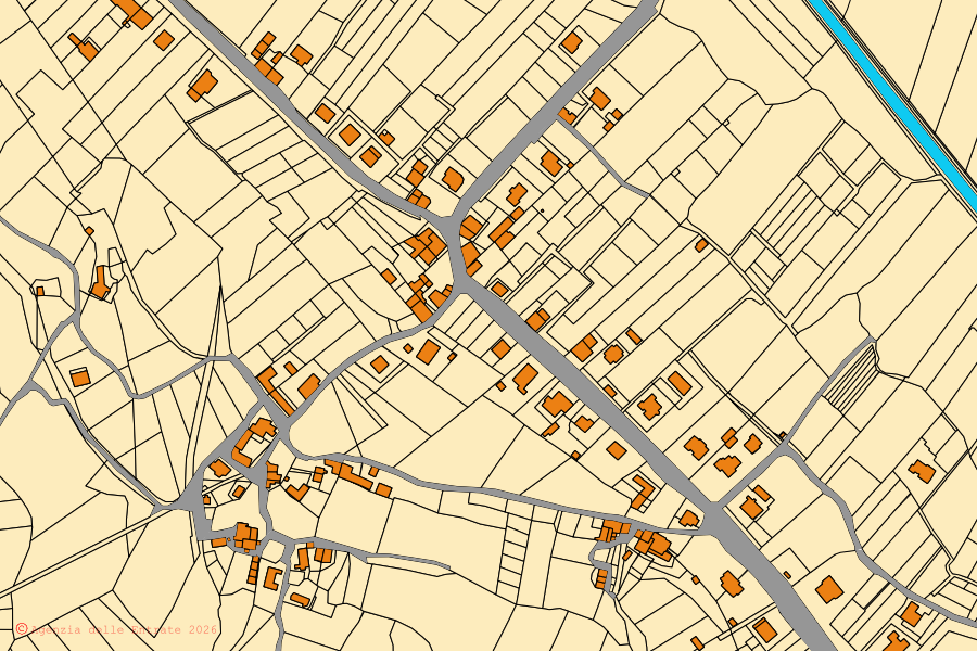Mappa catastale del centro di Sesto Campano: particelle e fabbricati, cartografia Agenzia delle Entrate