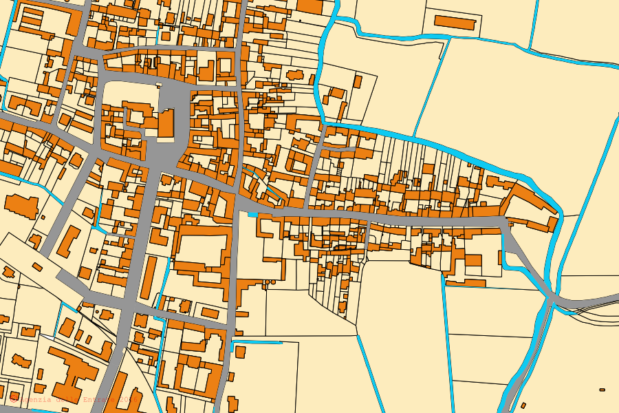 Mappa catastale del centro di Sesto ed Uniti: particelle e fabbricati, cartografia Agenzia delle Entrate