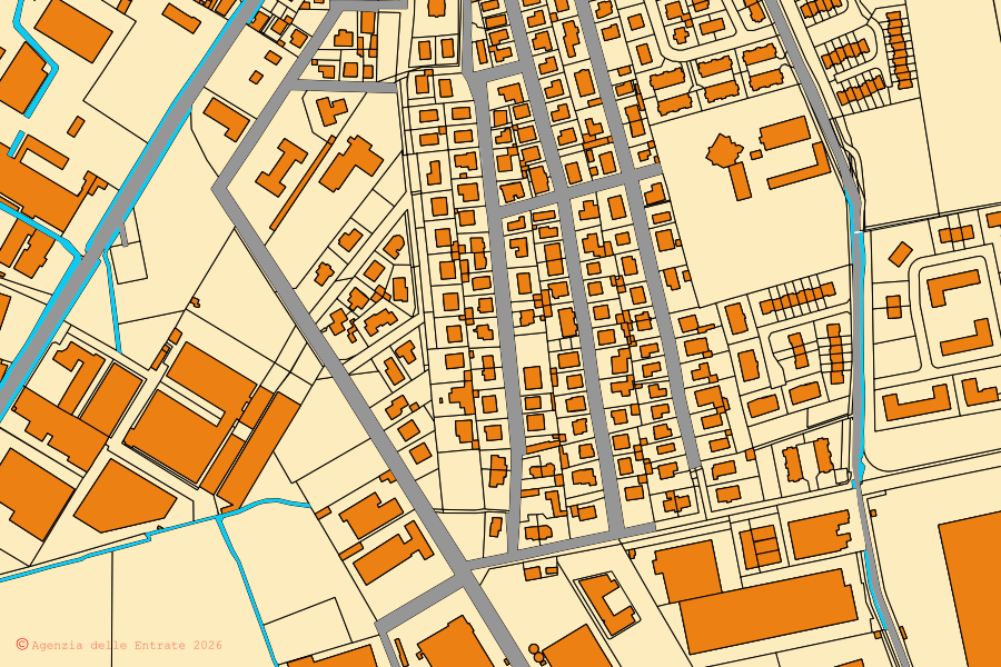 Mappa catastale del centro di Settala: particelle e fabbricati, cartografia Agenzia delle Entrate