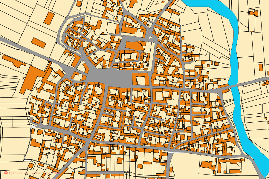 Mappa catastale del centro di Sezzadio: particelle e fabbricati, cartografia Agenzia delle Entrate