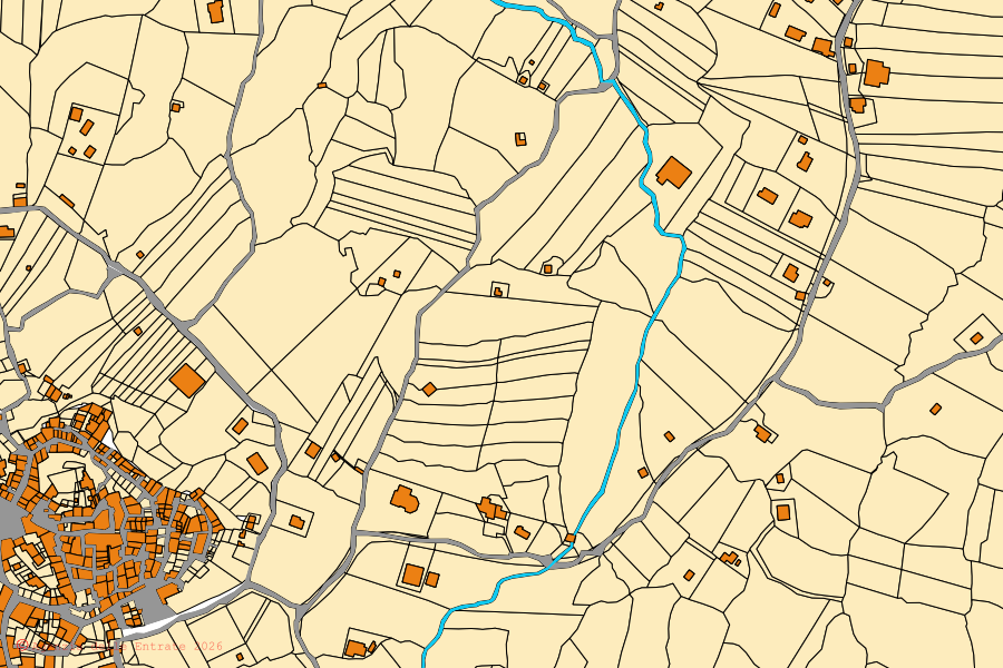 Mappa catastale del centro di Sgurgola: particelle e fabbricati, cartografia Agenzia delle Entrate