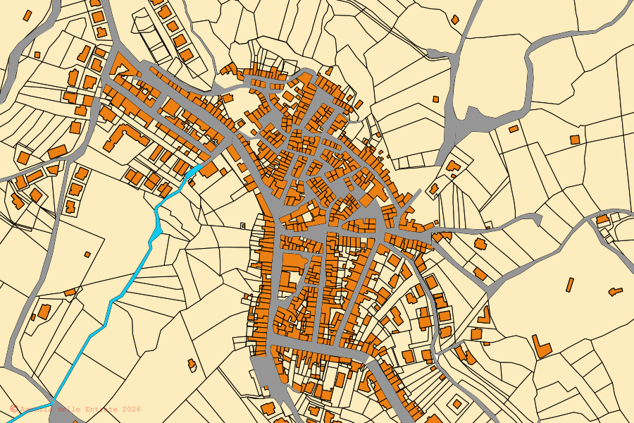 Mappa catastale del centro di Siligo: particelle e fabbricati, cartografia Agenzia delle Entrate
