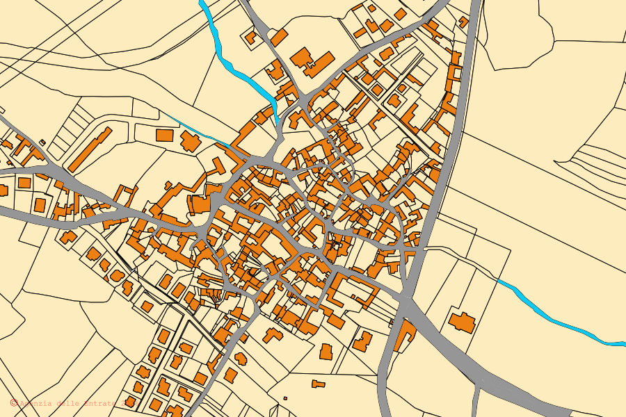 Mappa catastale del centro di Simala: particelle e fabbricati, cartografia Agenzia delle Entrate