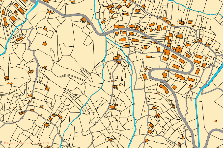 Mappa catastale del centro di Sinagra: particelle e fabbricati, cartografia Agenzia delle Entrate