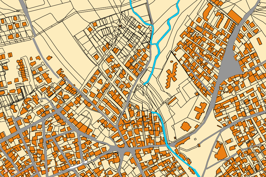 Mappa catastale del centro di Sinnai: particelle e fabbricati, cartografia Agenzia delle Entrate