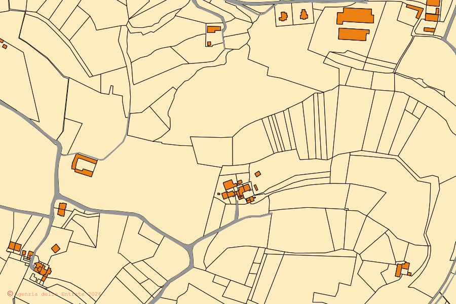 Mappa catastale del centro di Sirone: particelle e fabbricati, cartografia Agenzia delle Entrate