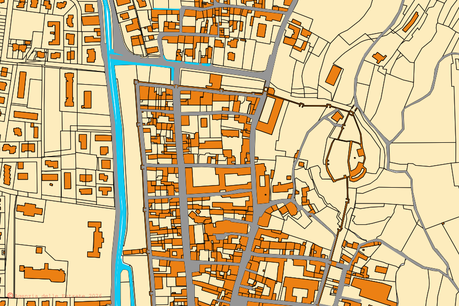 Mappa catastale del centro di Soave: particelle e fabbricati, cartografia Agenzia delle Entrate