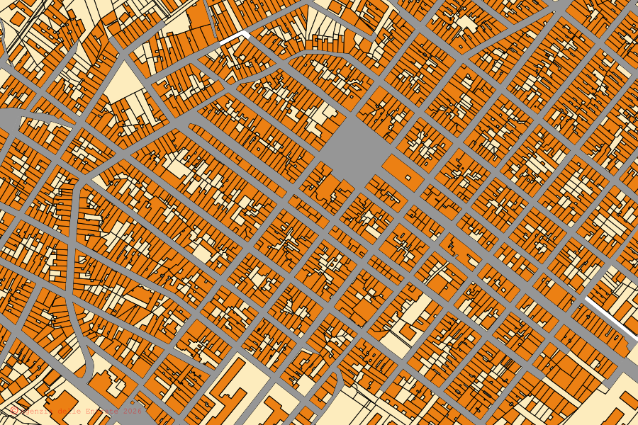 Mappa catastale del centro di Solarino: particelle e fabbricati, cartografia Agenzia delle Entrate