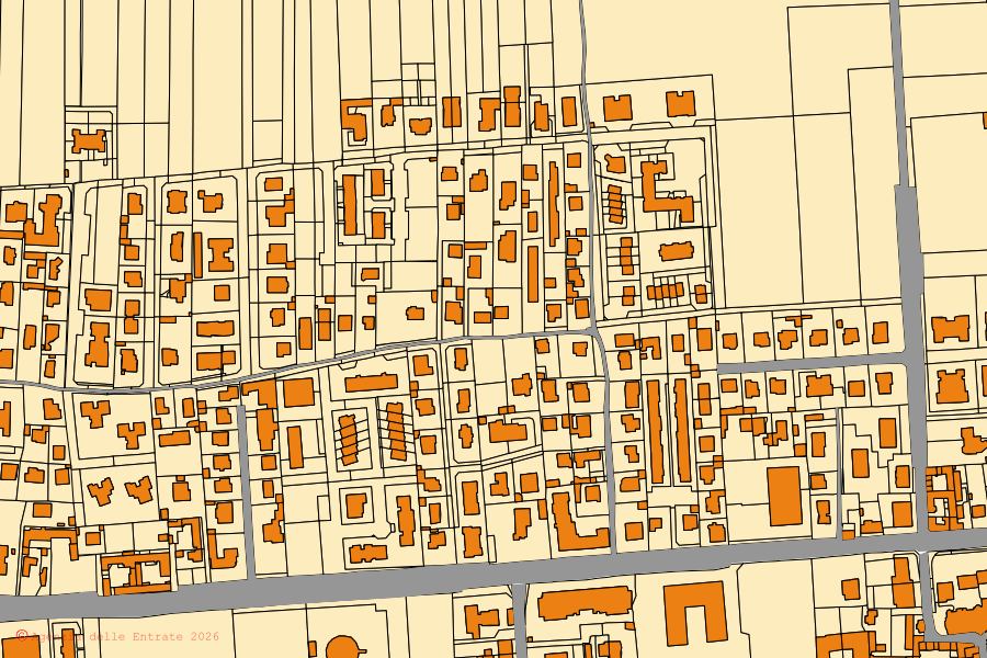 Mappa catastale del centro di Solaro: particelle e fabbricati, cartografia Agenzia delle Entrate