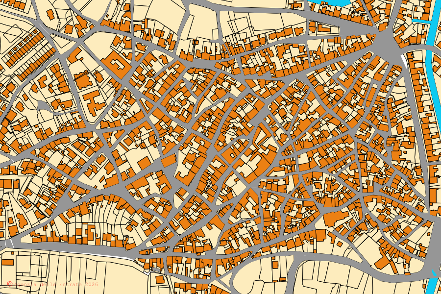 Mappa catastale del centro di Solarussa: particelle e fabbricati, cartografia Agenzia delle Entrate