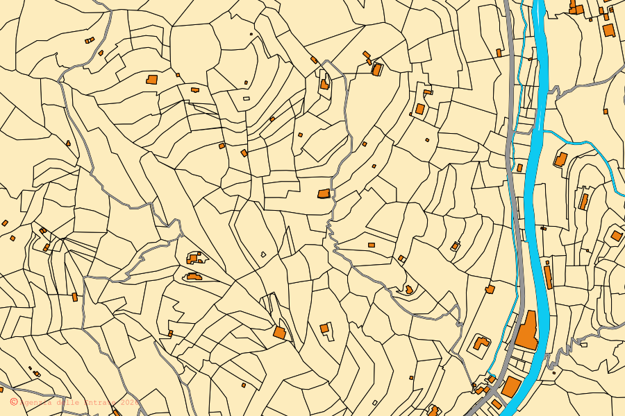 Mappa catastale del centro di Soldano: particelle e fabbricati, cartografia Agenzia delle Entrate