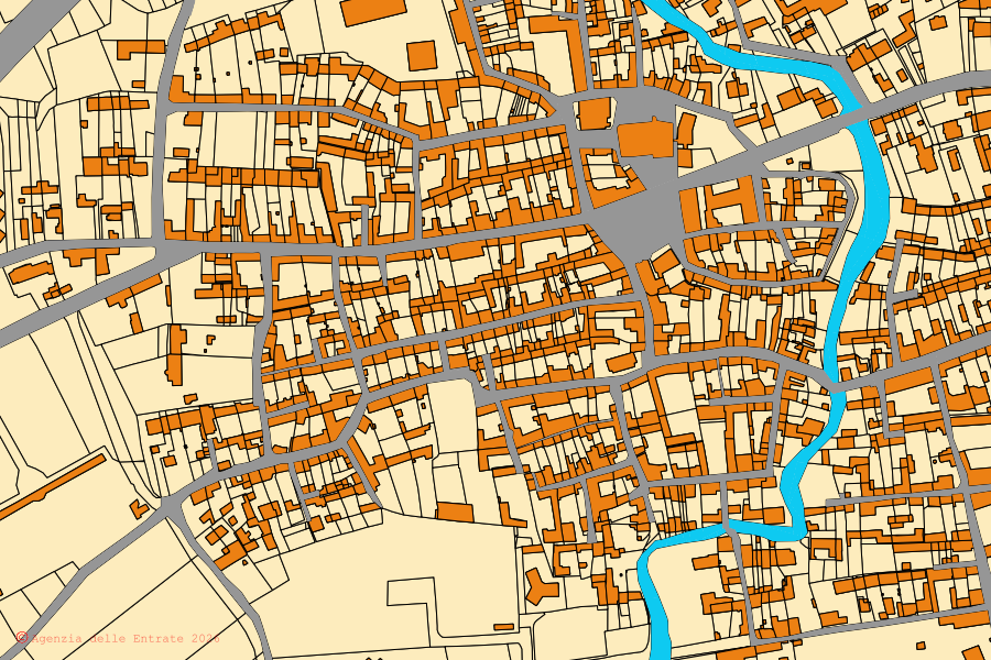 Mappa catastale del centro di Solero: particelle e fabbricati, cartografia Agenzia delle Entrate