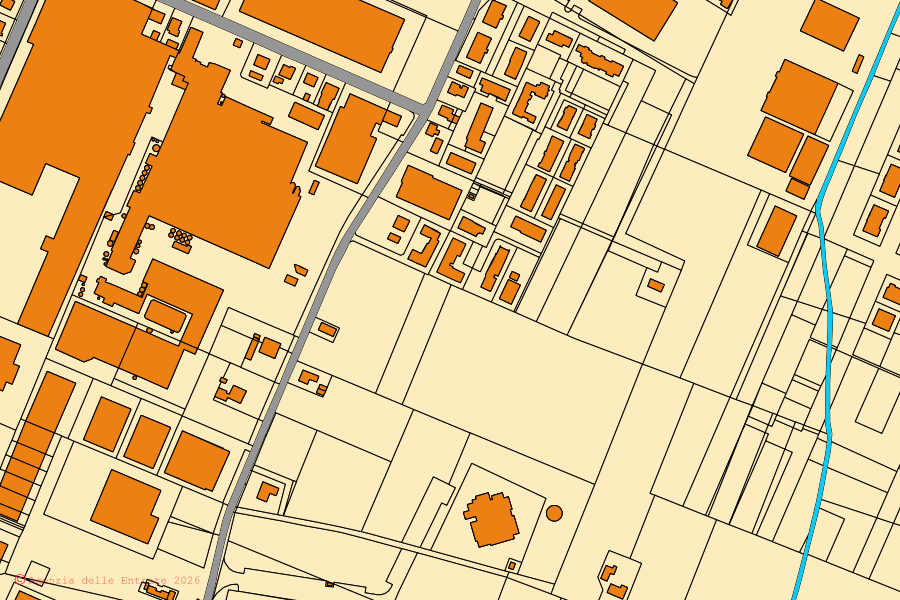 Mappa catastale del centro di Soliera: particelle e fabbricati, cartografia Agenzia delle Entrate
