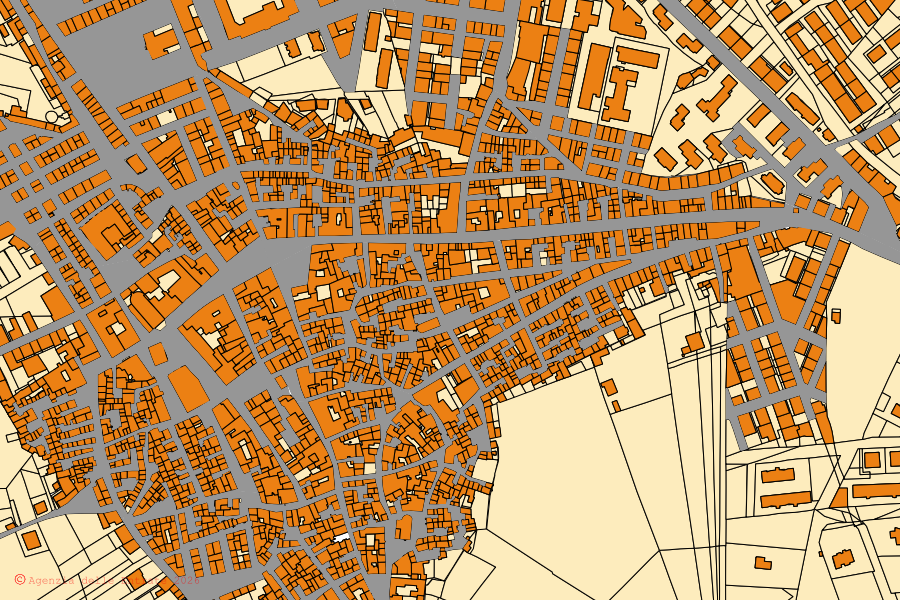 Mappa catastale del centro di Sommatino: particelle e fabbricati, cartografia Agenzia delle Entrate