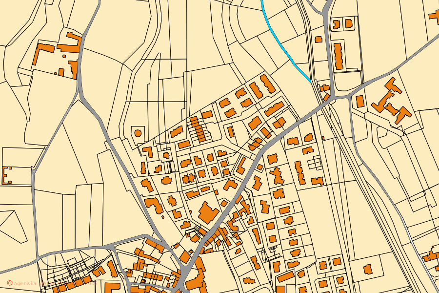 Mappa catastale del centro di Sona: particelle e fabbricati, cartografia Agenzia delle Entrate