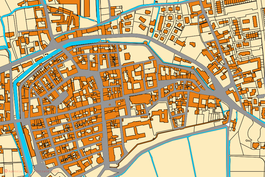 Mappa catastale del centro di Soncino: particelle e fabbricati, cartografia Agenzia delle Entrate