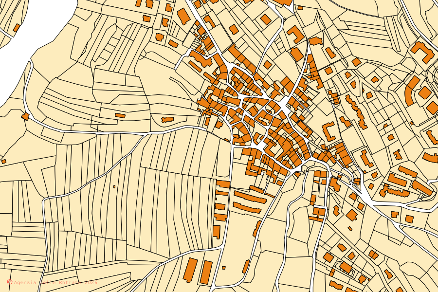 Mappa catastale del centro di Songavazzo: particelle e fabbricati, cartografia Agenzia delle Entrate