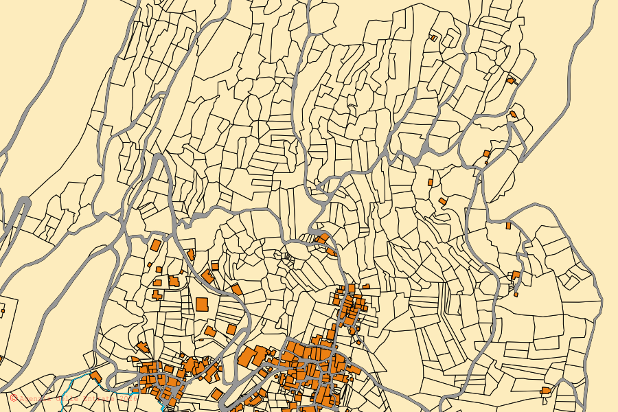 Mappa catastale del centro di Sonico: particelle e fabbricati, cartografia Agenzia delle Entrate