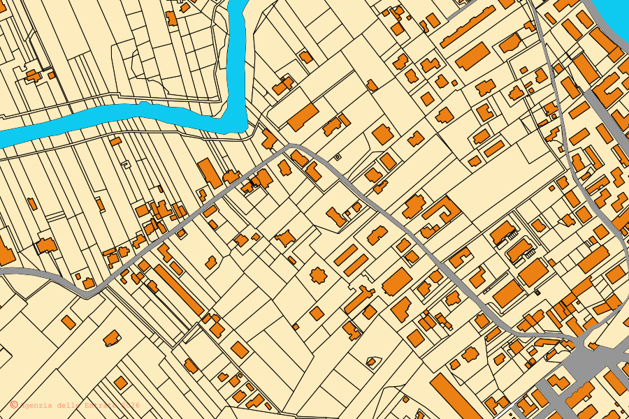 Mappa catastale del centro di Sora: particelle e fabbricati, cartografia Agenzia delle Entrate