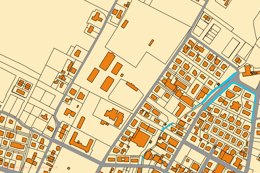 Mappa catastale del centro di Soragna: particelle e fabbricati, cartografia Agenzia delle Entrate
