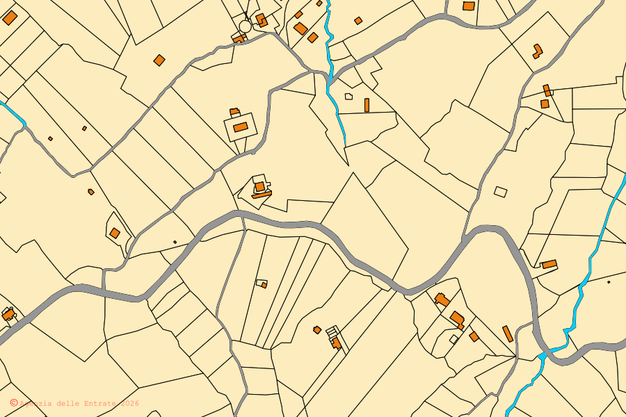 Mappa catastale del centro di Sorbo Serpico: particelle e fabbricati, cartografia Agenzia delle Entrate