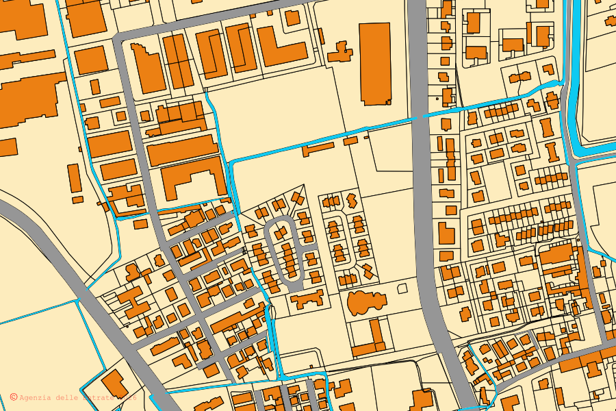 Mappa catastale del centro di Sordio: particelle e fabbricati, cartografia Agenzia delle Entrate