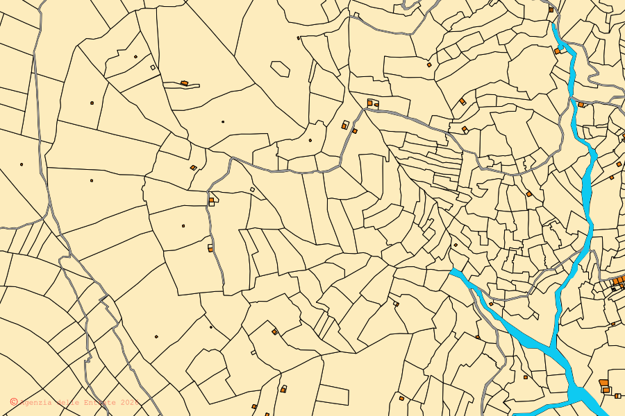 Mappa catastale del centro di Sori: particelle e fabbricati, cartografia Agenzia delle Entrate