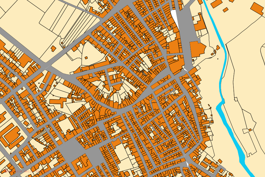 Mappa catastale del centro di Sorso: particelle e fabbricati, cartografia Agenzia delle Entrate