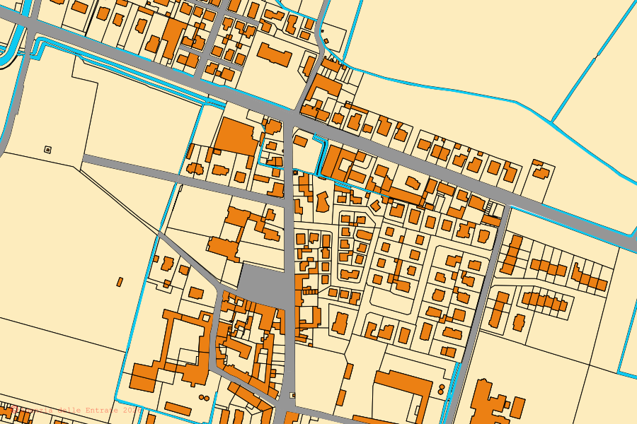 Mappa catastale del centro di Sospiro: particelle e fabbricati, cartografia Agenzia delle Entrate