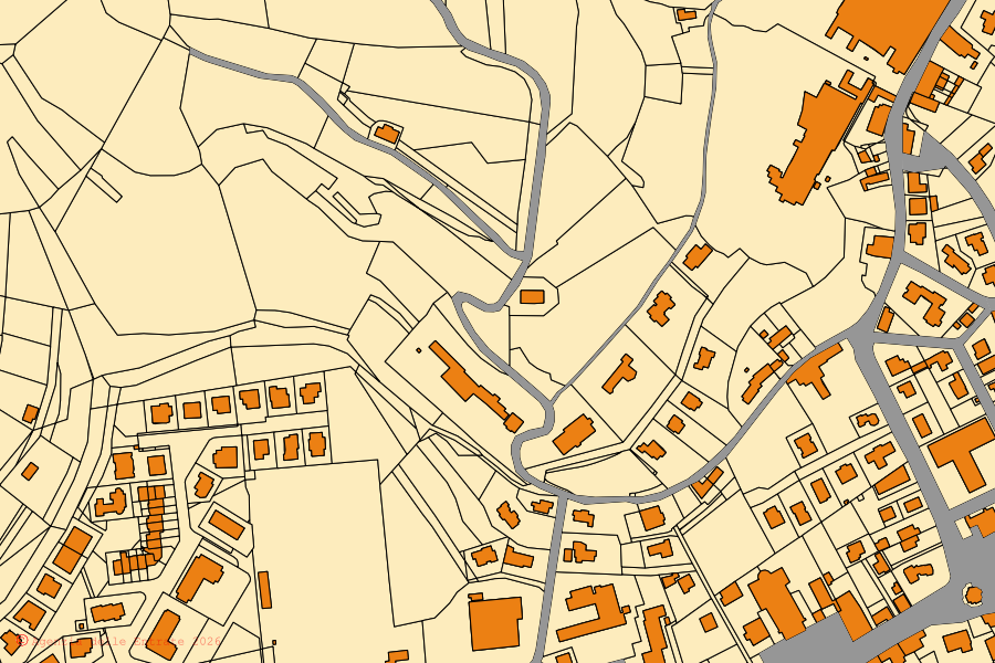 Mappa catastale del centro di Sossano: particelle e fabbricati, cartografia Agenzia delle Entrate