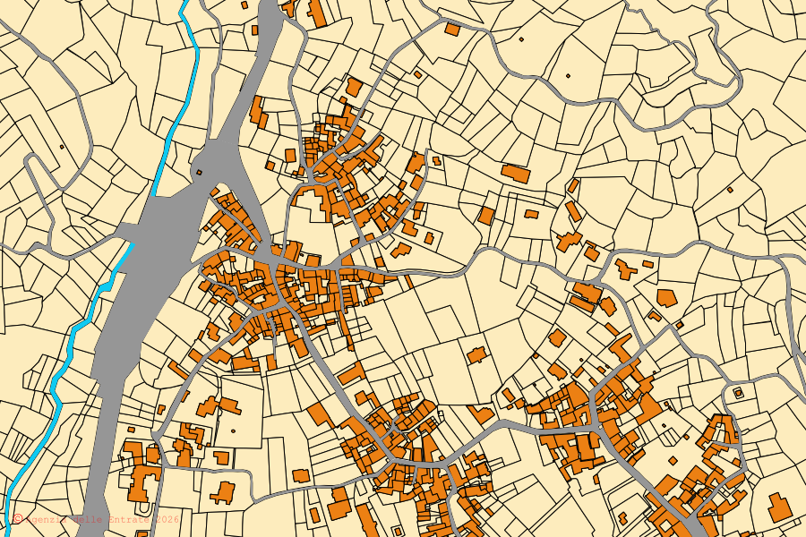 Mappa catastale del centro di Sostegno: particelle e fabbricati, cartografia Agenzia delle Entrate