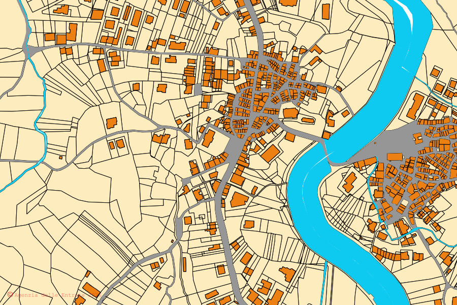 Mappa catastale del centro di Spadola: particelle e fabbricati, cartografia Agenzia delle Entrate