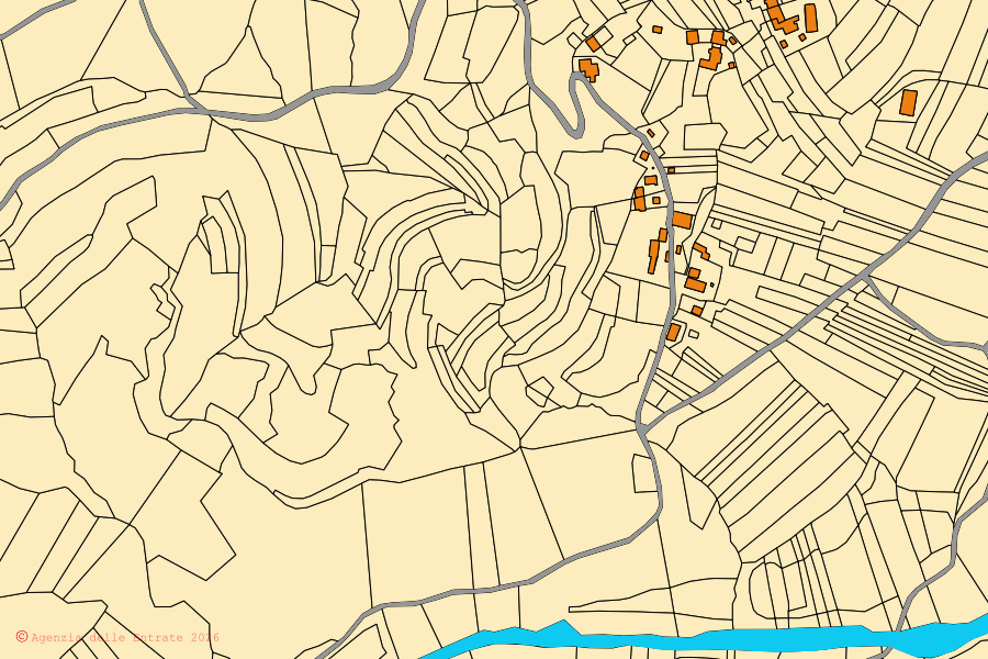 Mappa catastale del centro di Spigno Monferrato: particelle e fabbricati, cartografia Agenzia delle Entrate