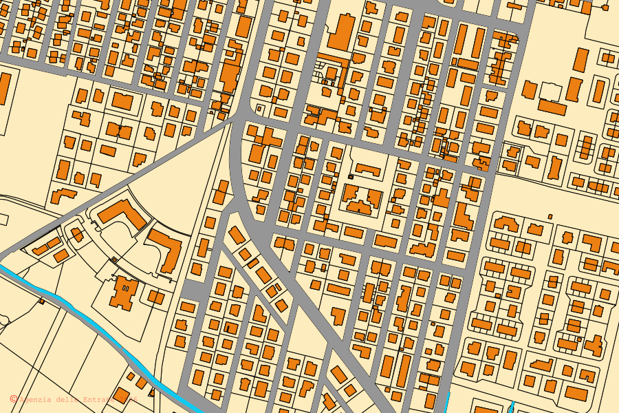 Mappa catastale del centro di Spilamberto: particelle e fabbricati, cartografia Agenzia delle Entrate