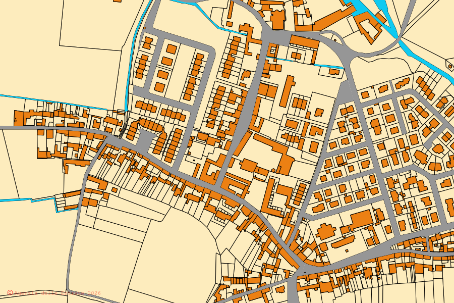 Mappa catastale del centro di Spinadesco: particelle e fabbricati, cartografia Agenzia delle Entrate