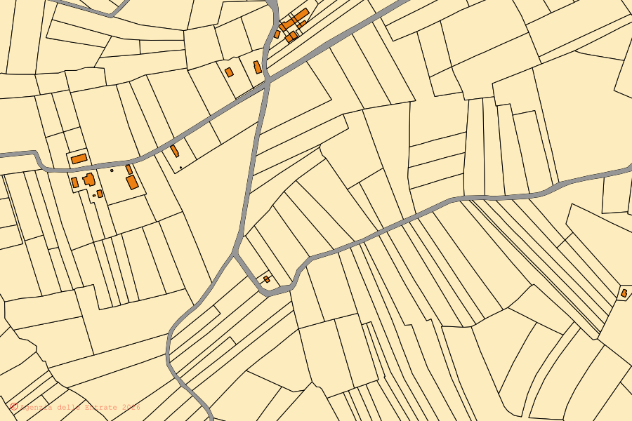 Mappa catastale del centro di Spineto Scrivia: particelle e fabbricati, cartografia Agenzia delle Entrate