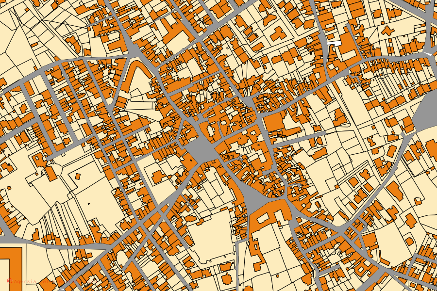 Mappa catastale del centro di Spongano: particelle e fabbricati, cartografia Agenzia delle Entrate