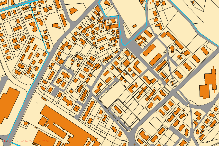 Mappa catastale del centro di Spresiano: particelle e fabbricati, cartografia Agenzia delle Entrate