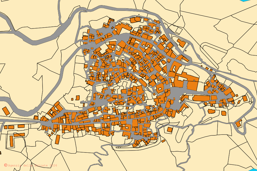 Mappa catastale del centro di Squillace: particelle e fabbricati, cartografia Agenzia delle Entrate